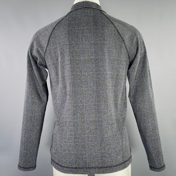DRIES VAN NOTEN Size S Black Charcoal Glenplaid Cotton Blend 1/4 Zip Pullover - Picture 4 of 6